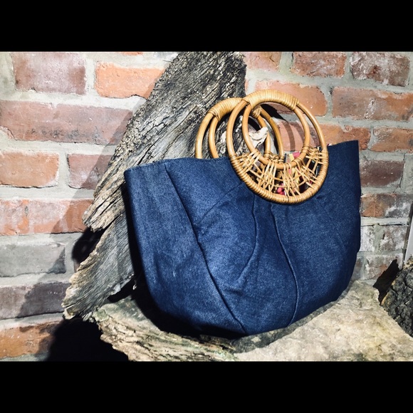 NEW Blue Jean Boho Tote w/ Double Ring Handles - Picture 7 of 9